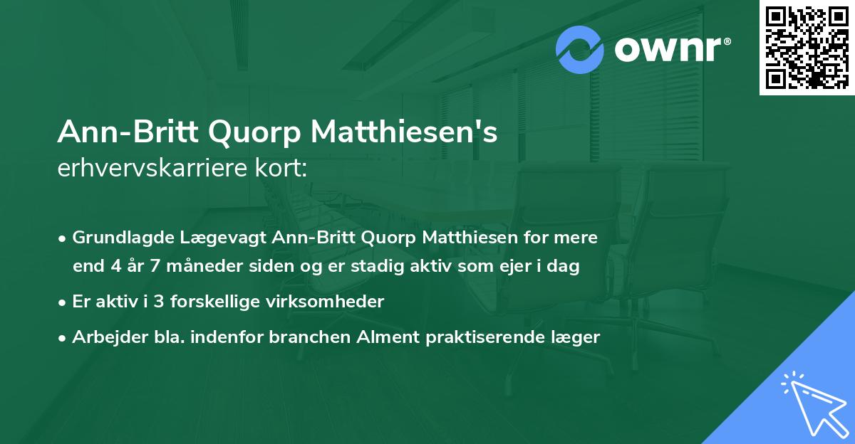 Ann-Britt Quorp Matthiesen's erhvervskarriere kort