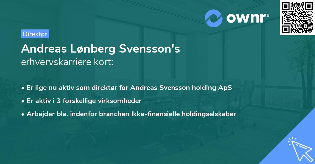Andreas Lønberg Svensson's erhvervskarriere kort