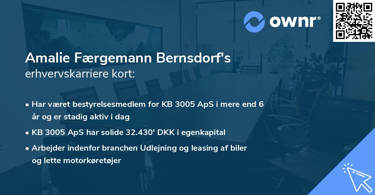 Amalie Færgemann Bernsdorf's erhvervskarriere kort