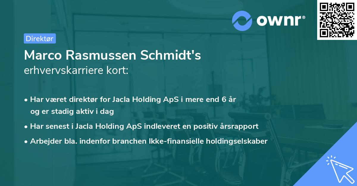Marco Rasmussen Schmidt's erhvervskarriere kort