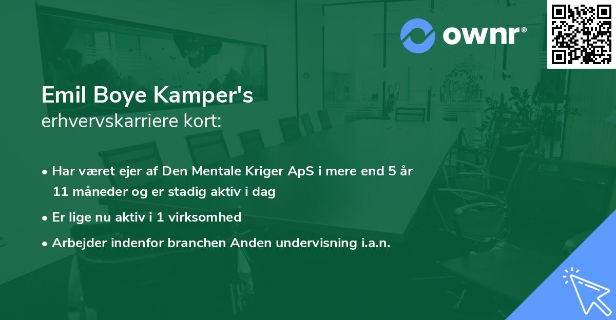 Emil Boye Kamper's erhvervskarriere kort