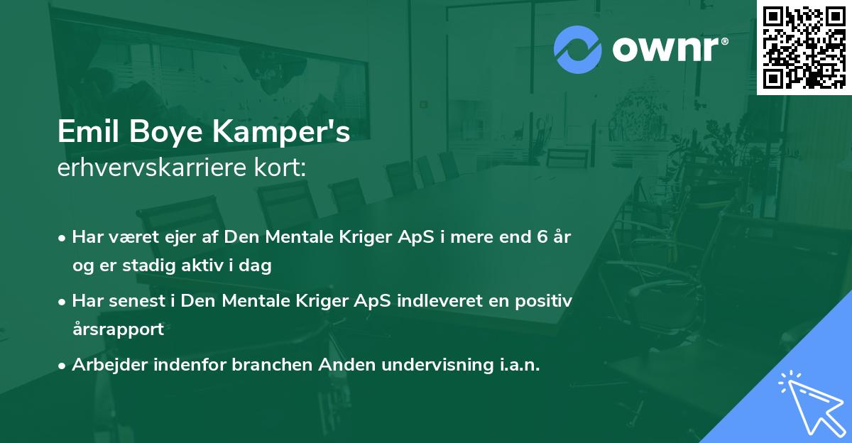 Emil Boye Kamper's erhvervskarriere kort
