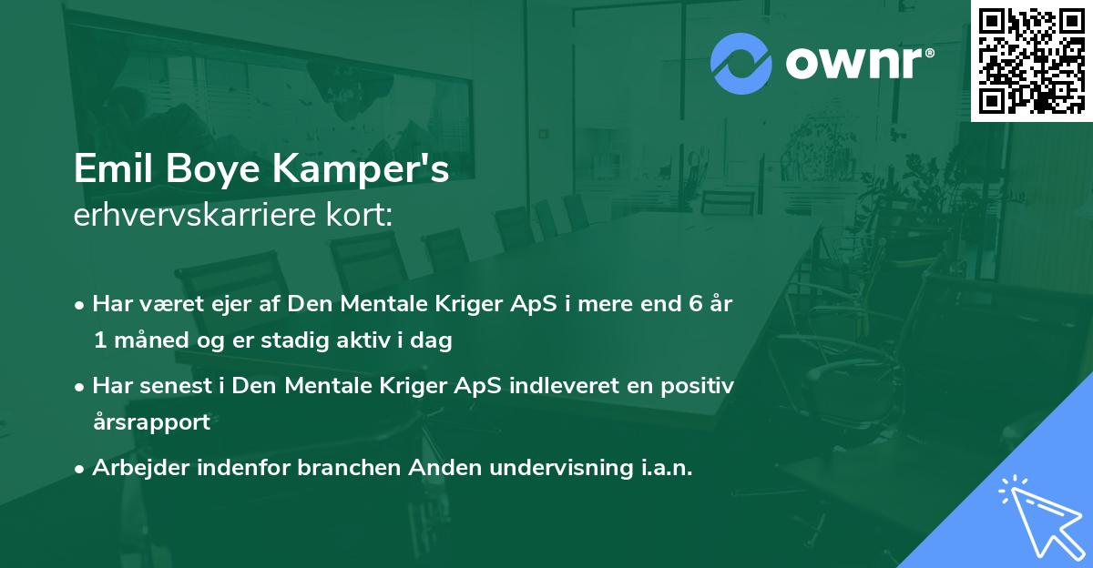 Emil Boye Kamper's erhvervskarriere kort