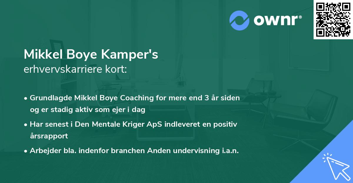Mikkel Boye Kamper's erhvervskarriere kort