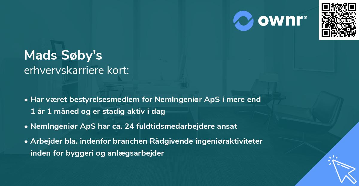 Mads Søby's erhvervskarriere kort