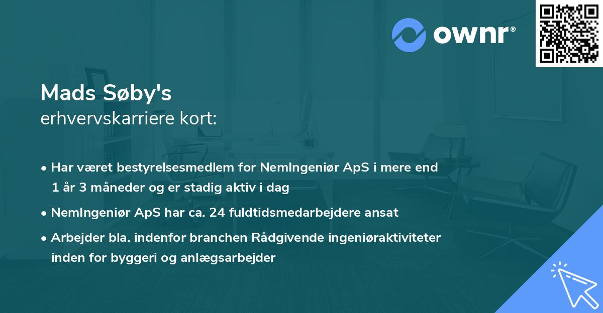 Mads Søby's erhvervskarriere kort