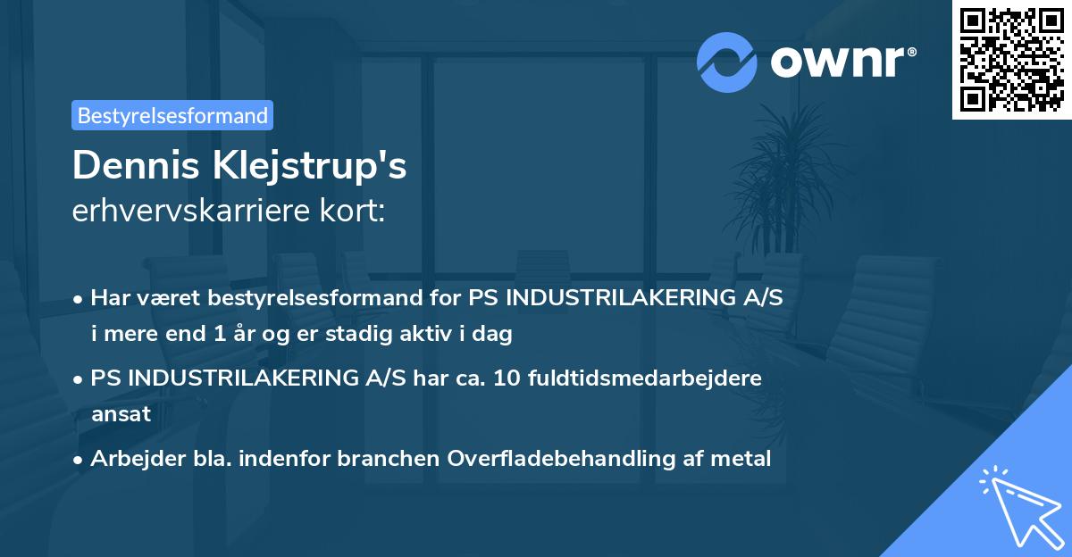 Dennis Klejstrup's erhvervskarriere kort