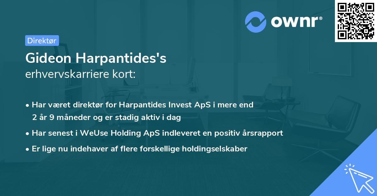 Gideon Harpantides's erhvervskarriere kort