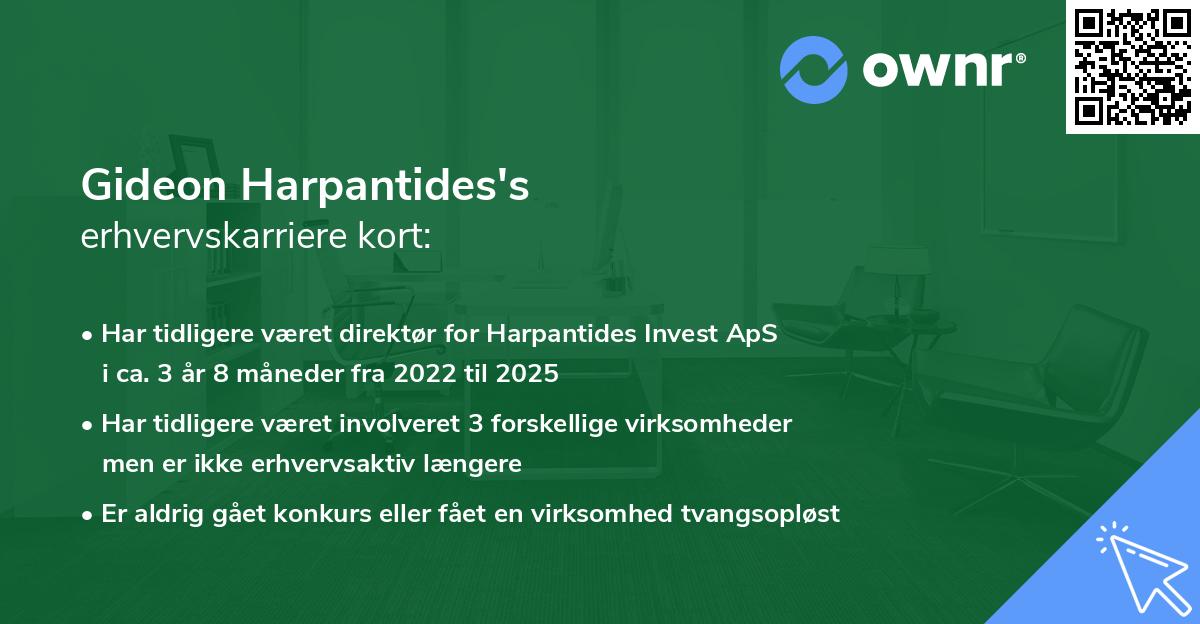 Gideon Harpantides's erhvervskarriere kort