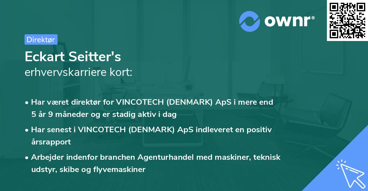 Eckart Seitter's erhvervskarriere kort