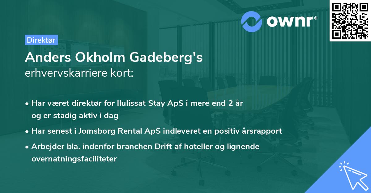 Anders Okholm Gadeberg's erhvervskarriere kort