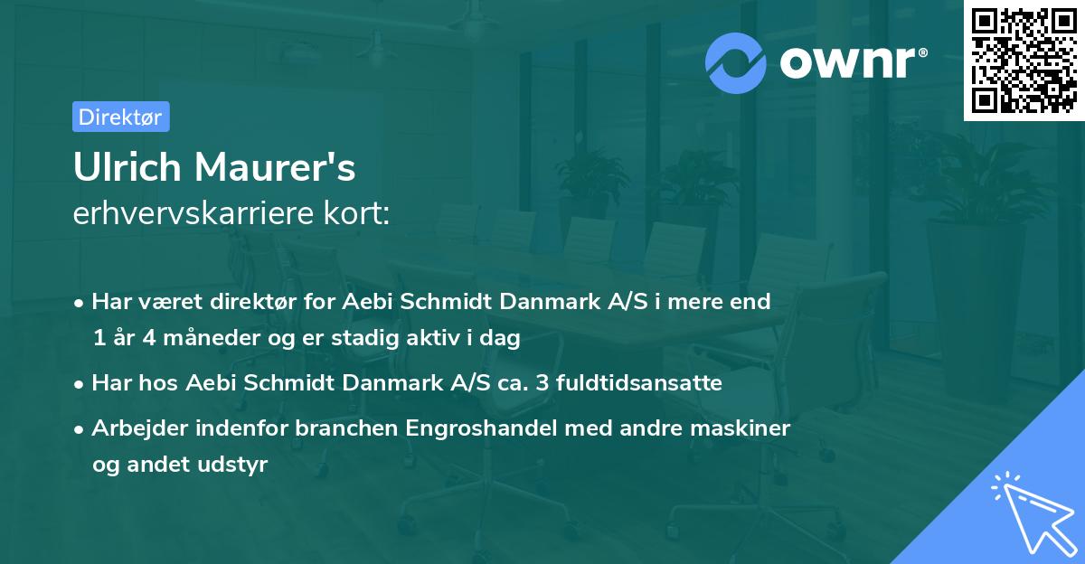 Ulrich Maurer's erhvervskarriere kort