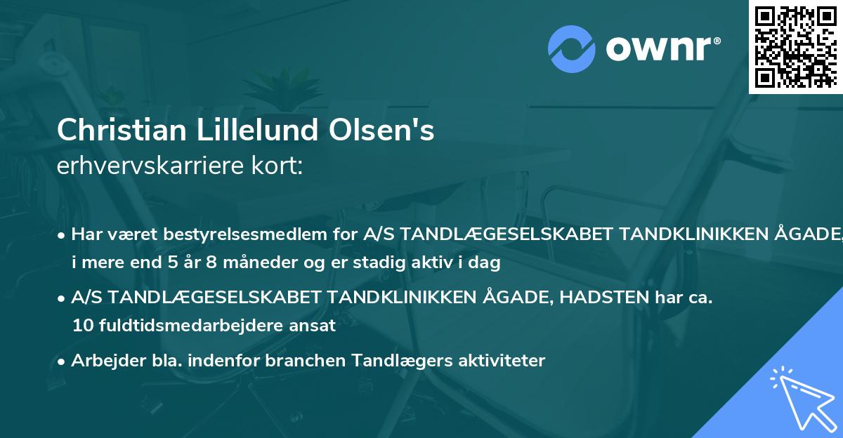 Christian Lillelund Olsen's erhvervskarriere kort