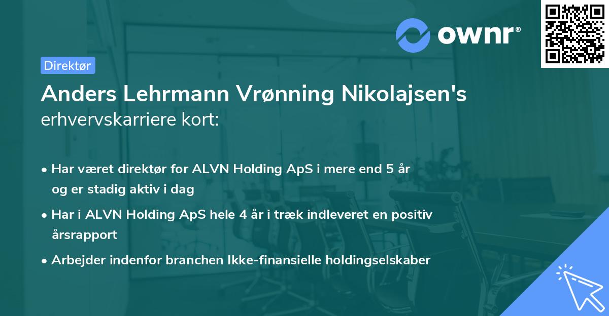 Anders Lehrmann Vrønning Nikolajsen's erhvervskarriere kort