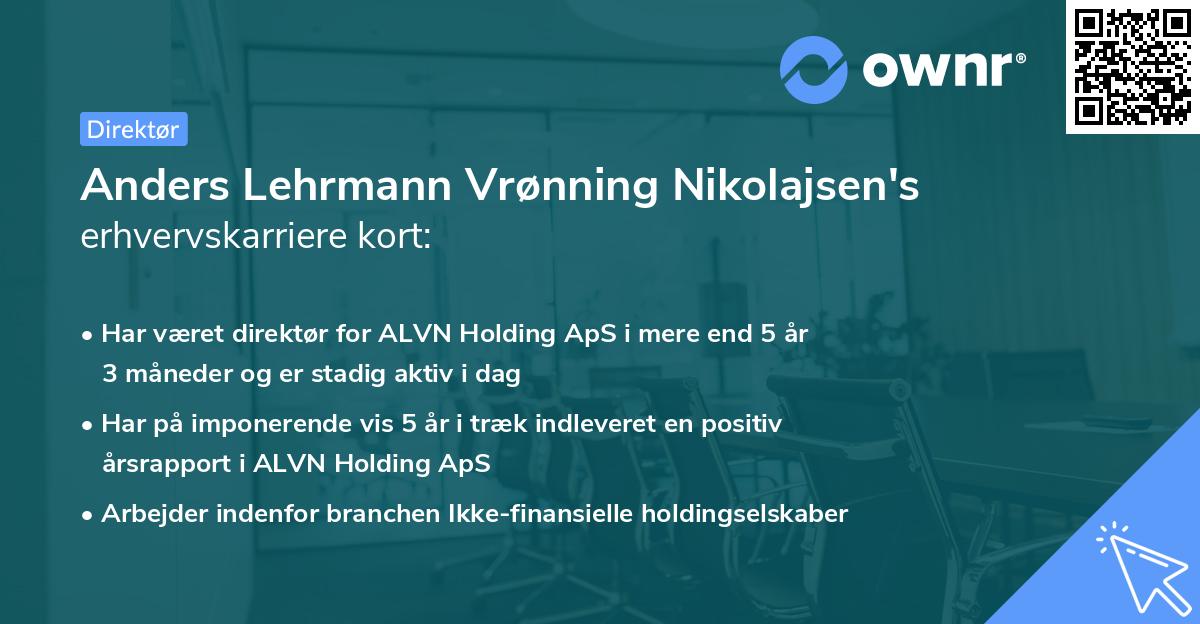 Anders Lehrmann Vrønning Nikolajsen's erhvervskarriere kort