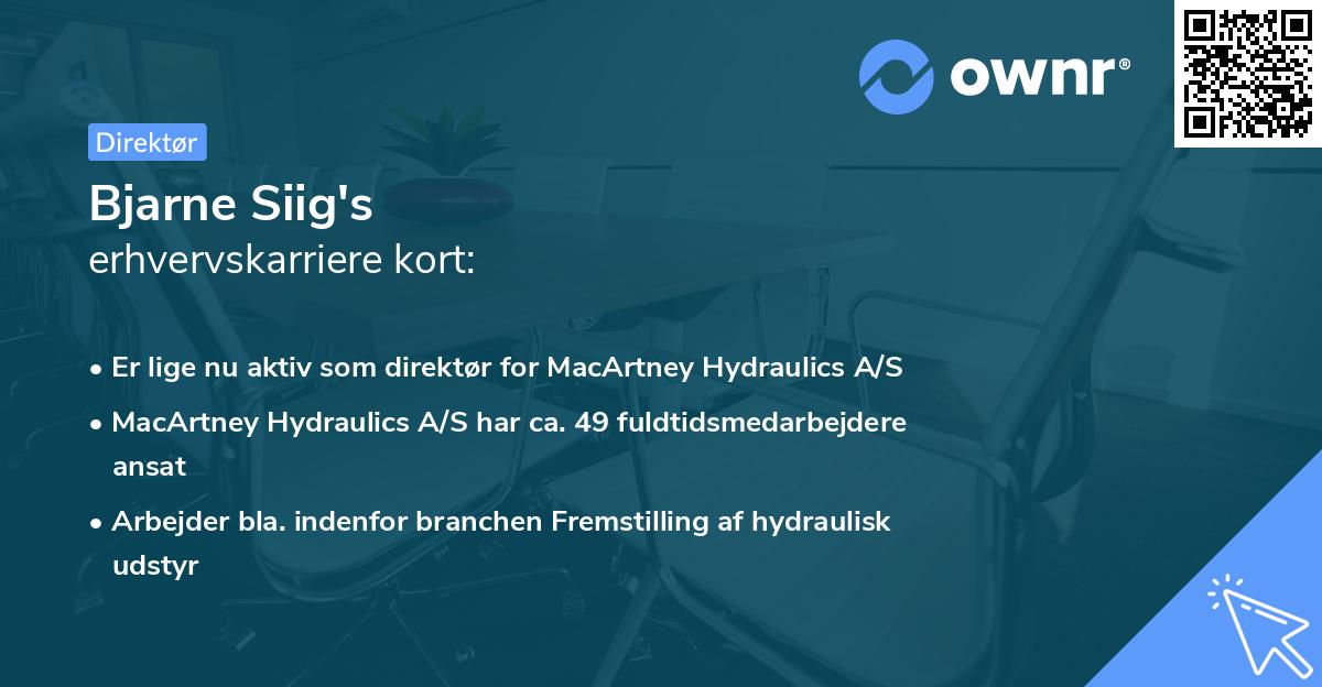 Bjarne Siig's erhvervskarriere kort