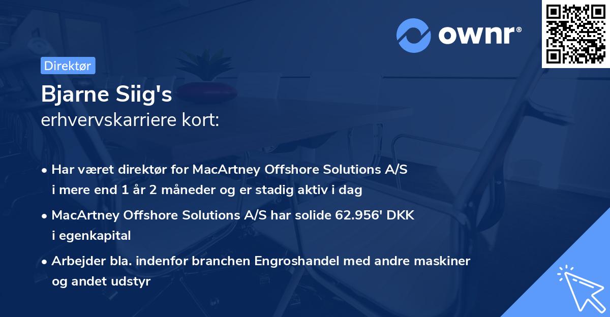 Bjarne Siig's erhvervskarriere kort