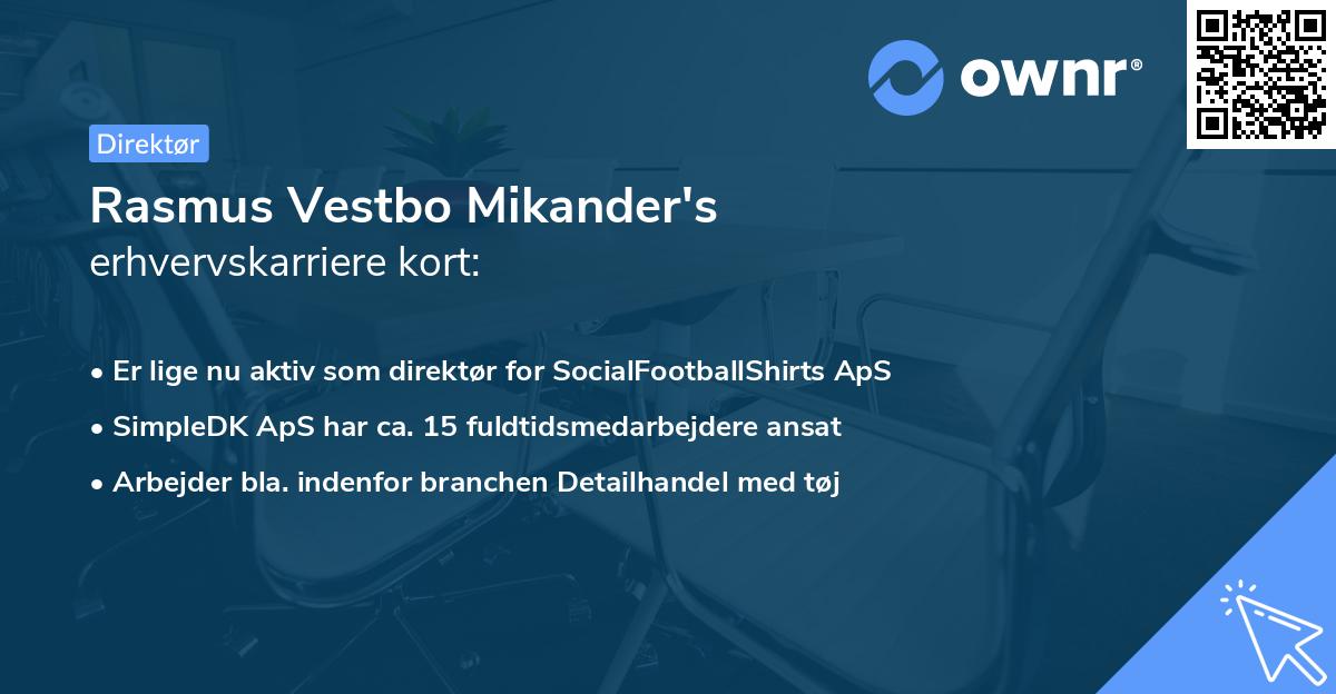 Rasmus Vestbo Mikander's erhvervskarriere kort