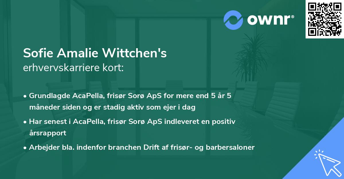 Sofie Amalie Wittchen's erhvervskarriere kort