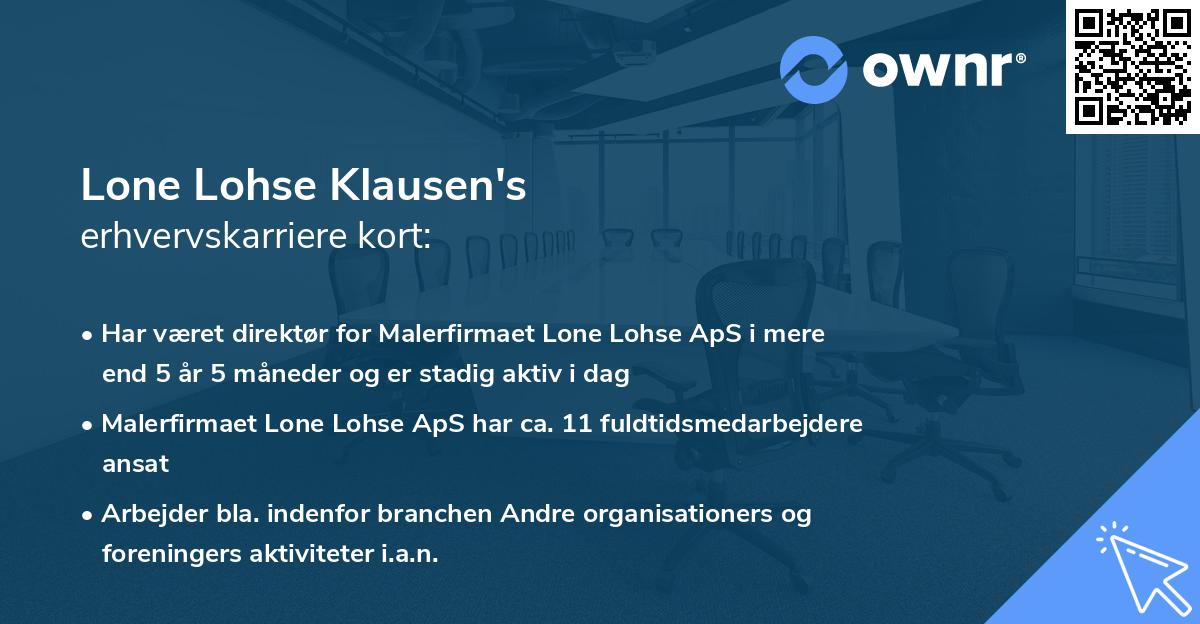 Lone Lohse Klausen's erhvervskarriere kort