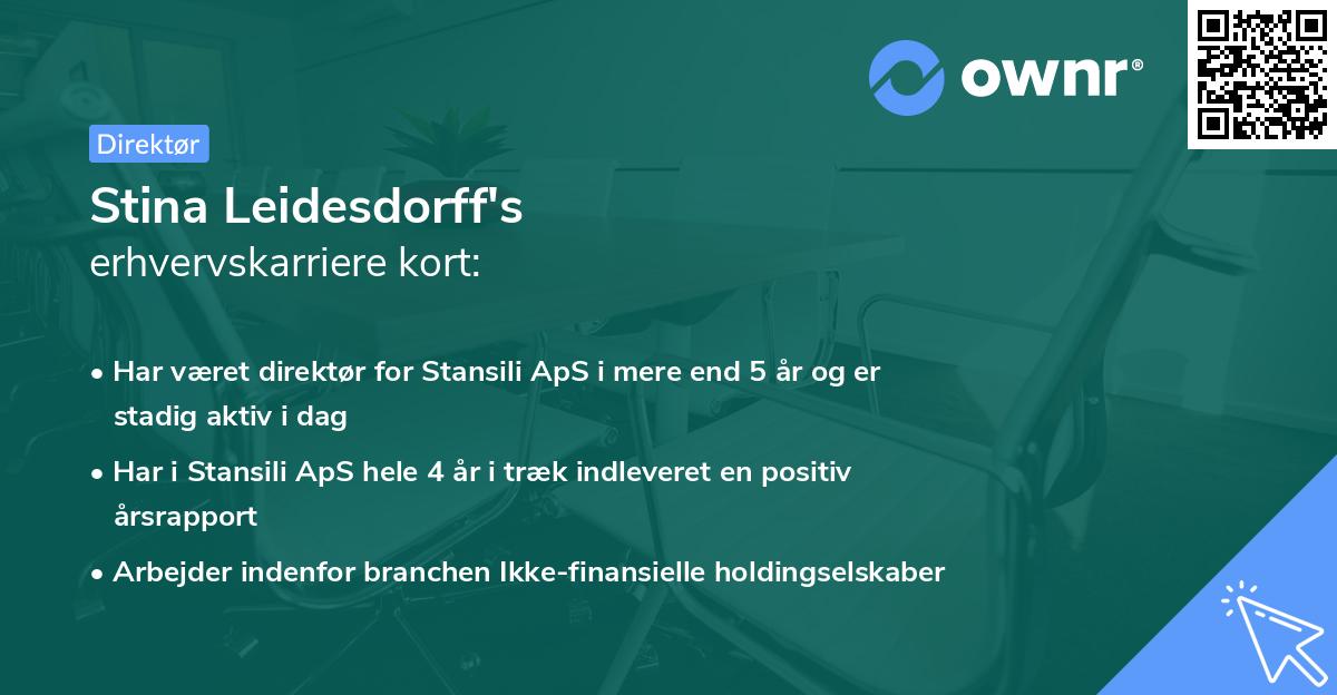 Stina Leidesdorff's erhvervskarriere kort