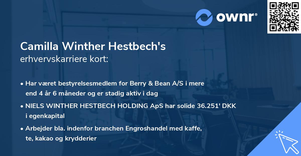 Camilla Winther Hestbech's erhvervskarriere kort