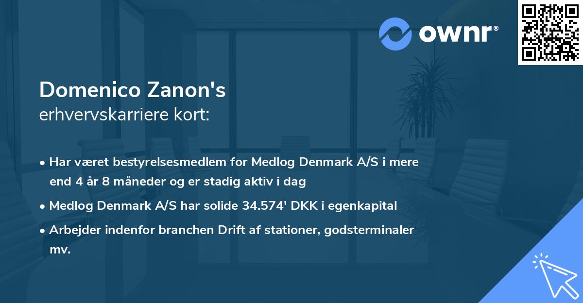 Domenico Zanon's erhvervskarriere kort