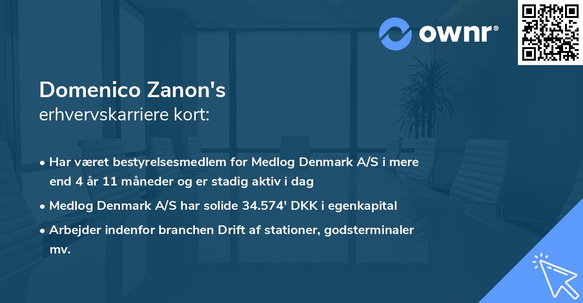 Domenico Zanon's erhvervskarriere kort