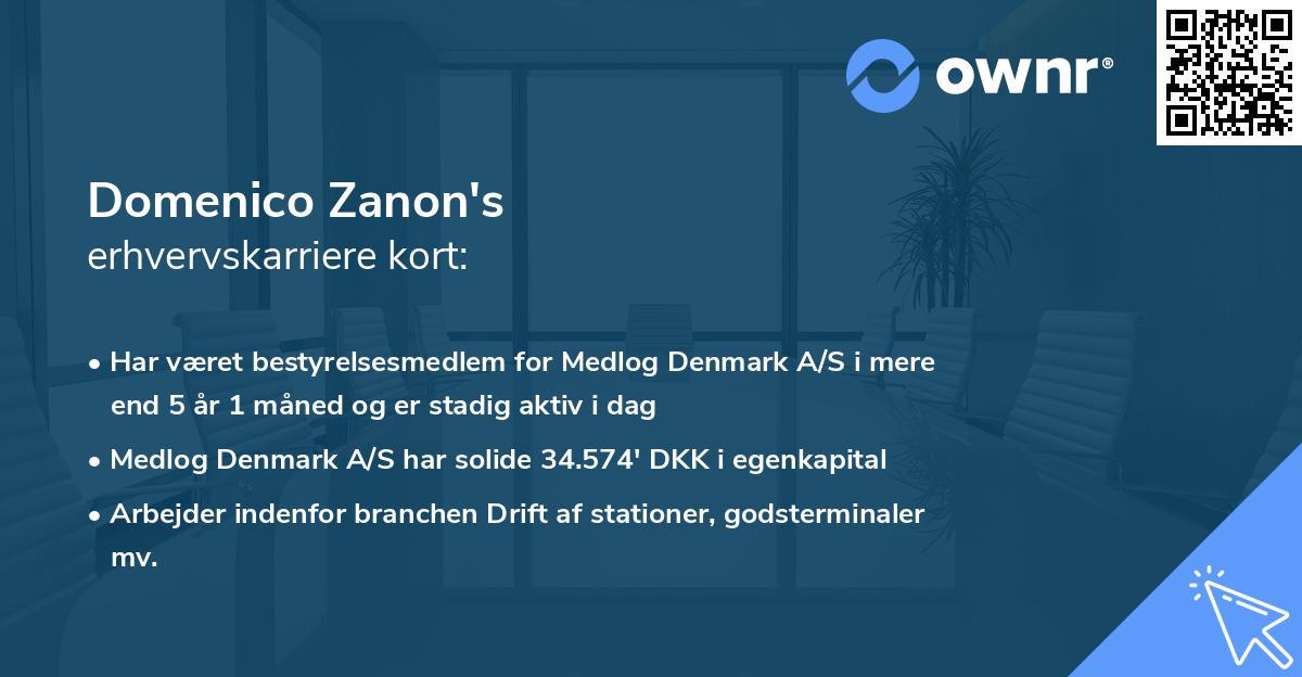 Domenico Zanon's erhvervskarriere kort