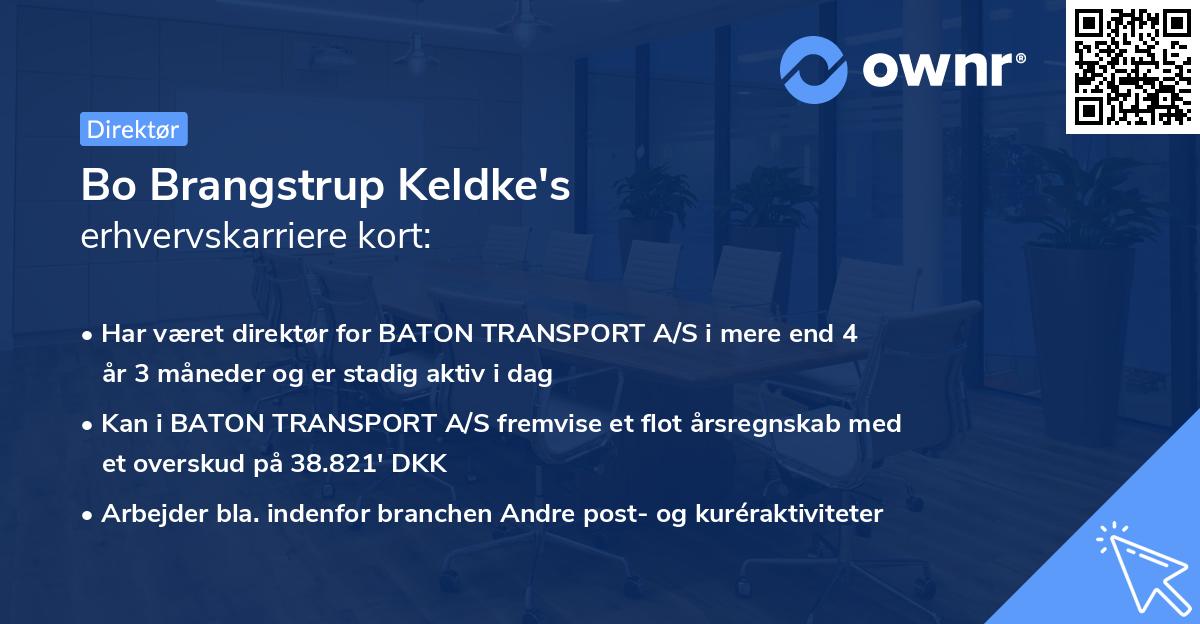 Bo Brangstrup Keldke's erhvervskarriere kort