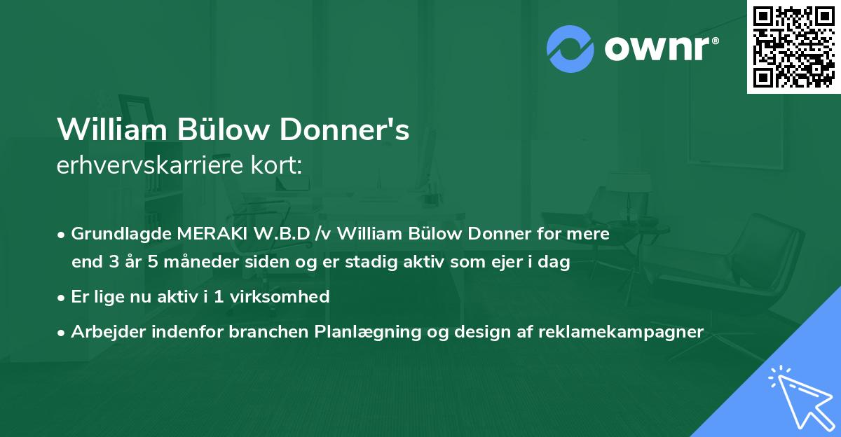 William Bülow Donner's erhvervskarriere kort