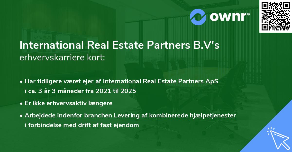 International Real Estate Partners B.V's erhvervskarriere kort