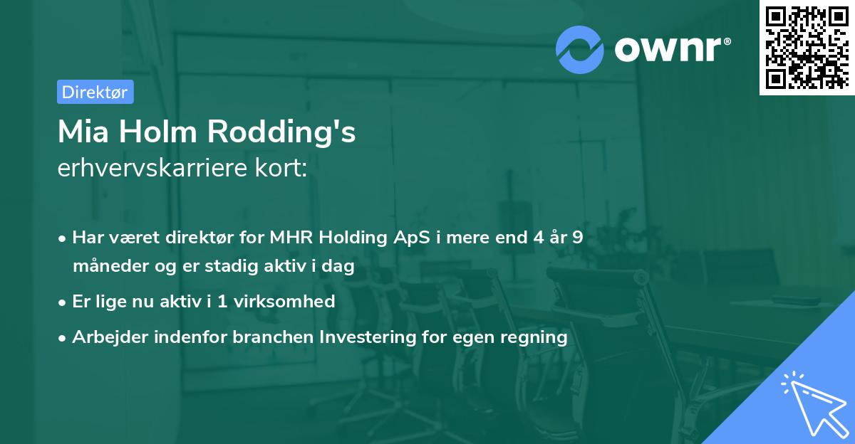 Mia Holm Rodding's erhvervskarriere kort