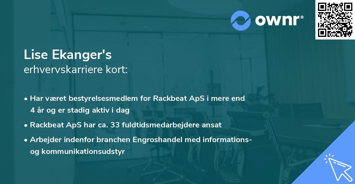 Lise Ekanger's erhvervskarriere kort