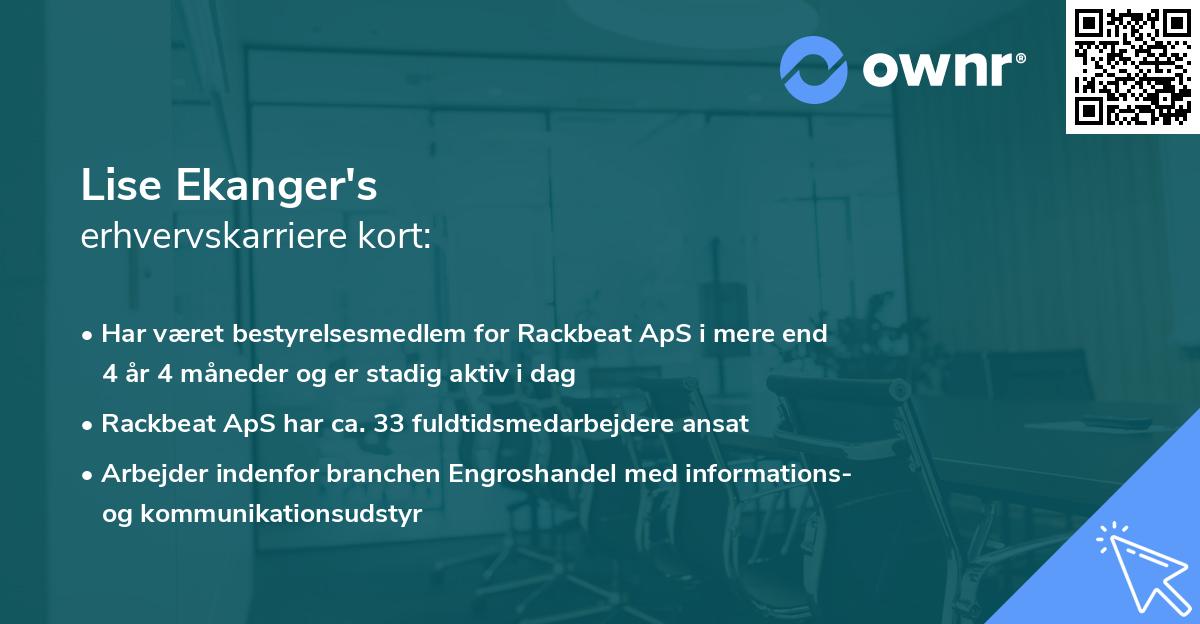 Lise Ekanger's erhvervskarriere kort