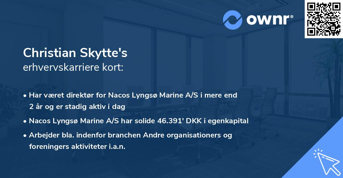 Christian Skytte's erhvervskarriere kort