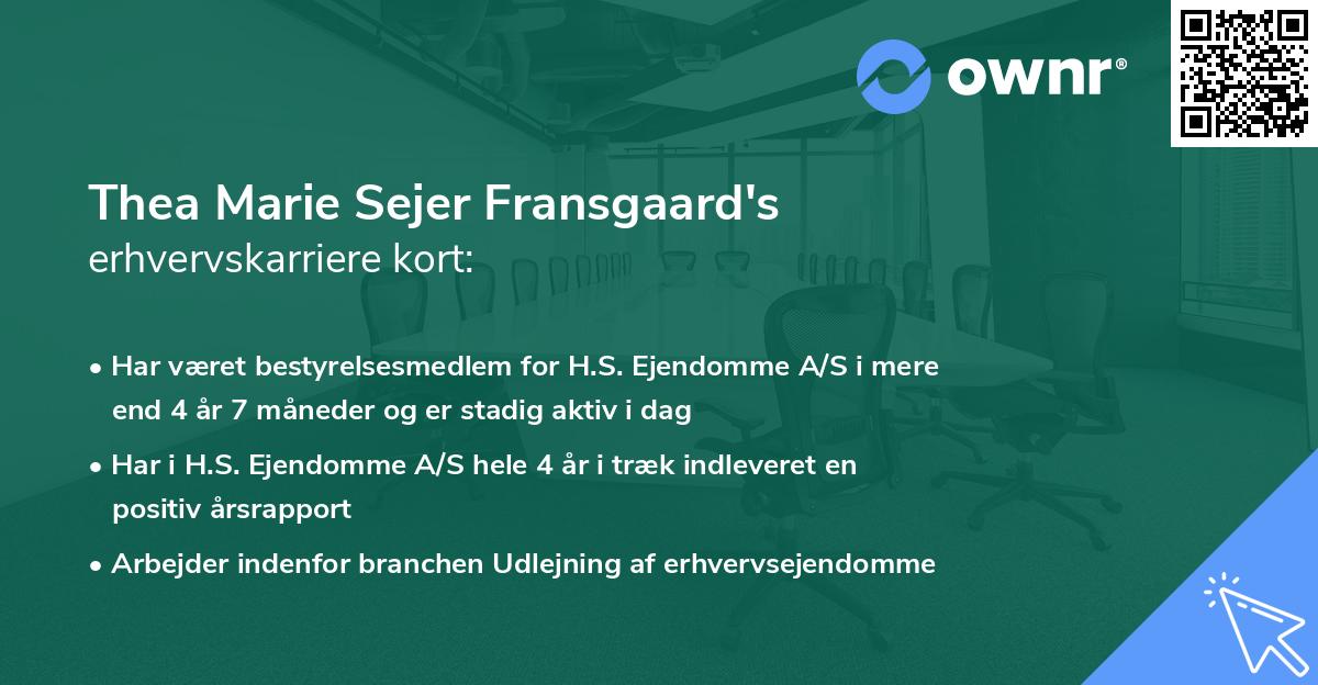 Thea Marie Sejer Fransgaard's erhvervskarriere kort