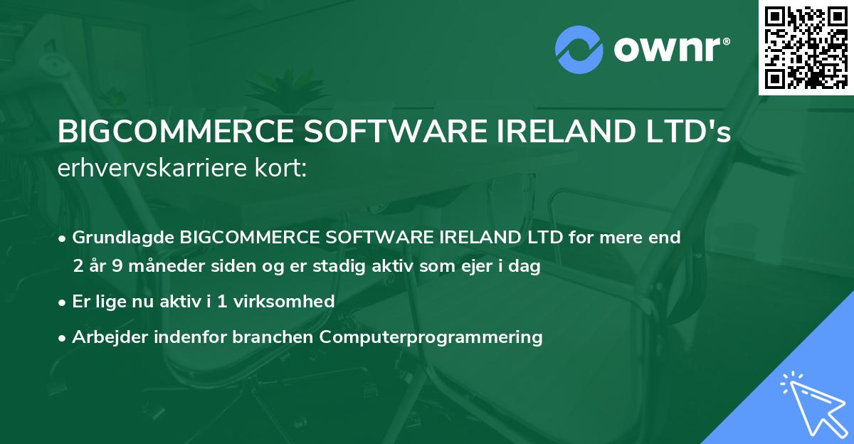 BIGCOMMERCE SOFTWARE IRELAND LTD's erhvervskarriere kort