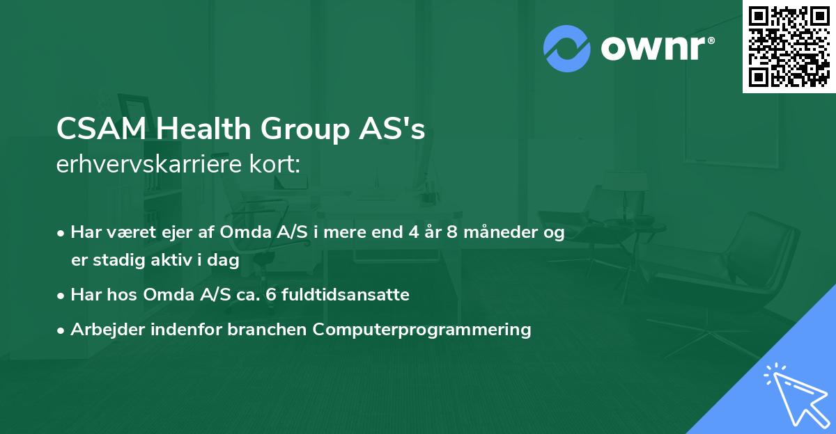CSAM Health Group AS's erhvervskarriere kort