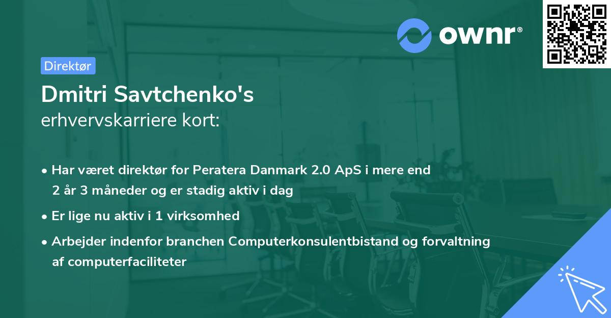 Dmitri Savtchenko's erhvervskarriere kort