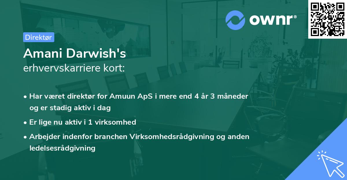 Amani Darwish's erhvervskarriere kort