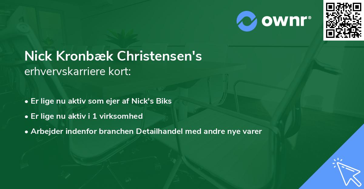 Nick Kronbæk Christensen's erhvervskarriere kort