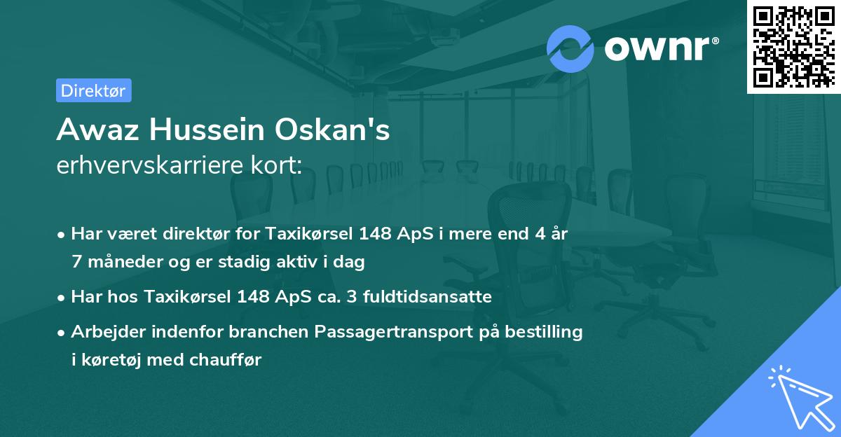 Awaz Hussein Oskan's erhvervskarriere kort