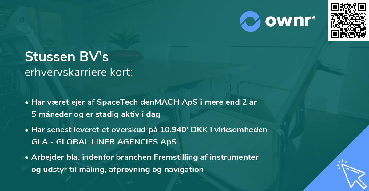 Stussen BV's erhvervskarriere kort