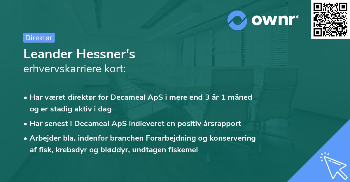 Leander Hessner's erhvervskarriere kort