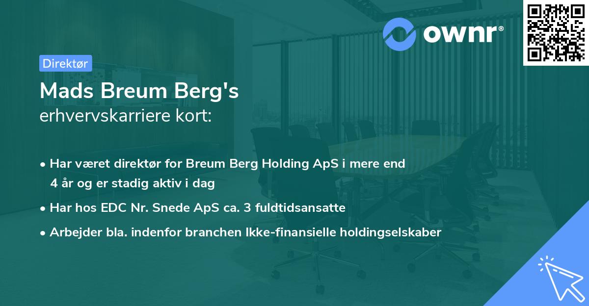 Mads Breum Berg's erhvervskarriere kort
