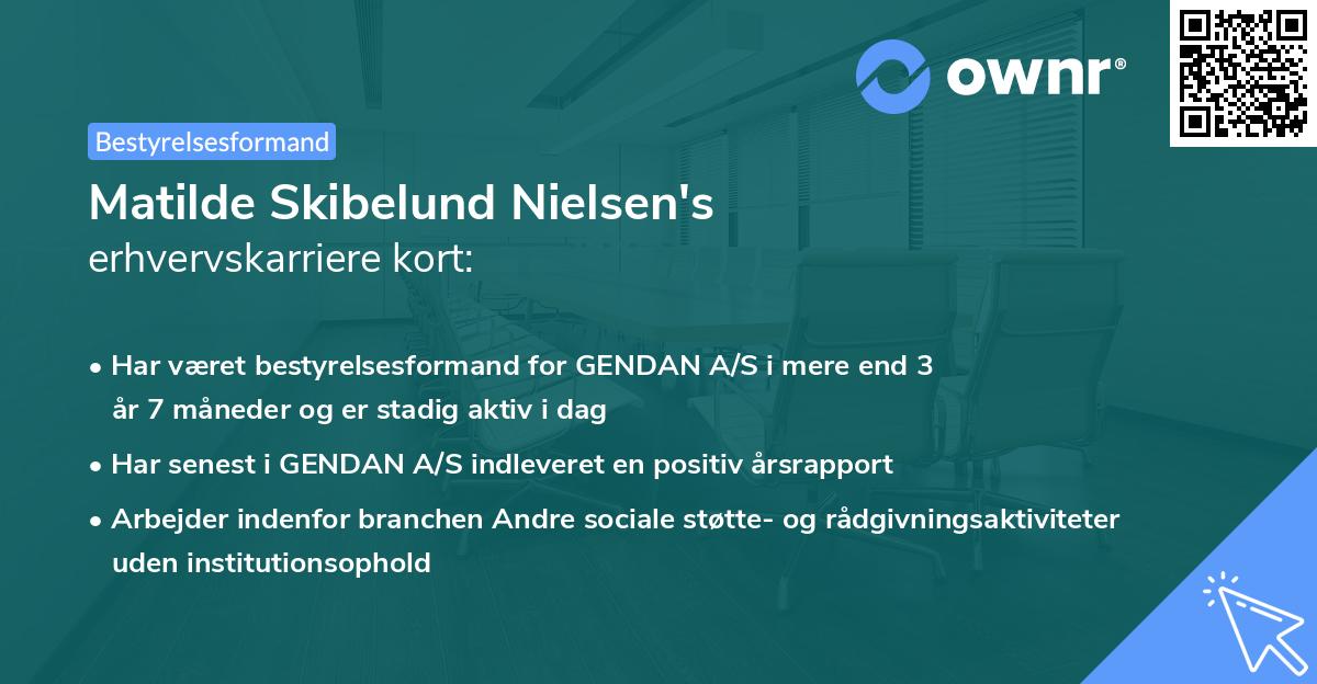 Matilde Skibelund Nielsen's erhvervskarriere kort