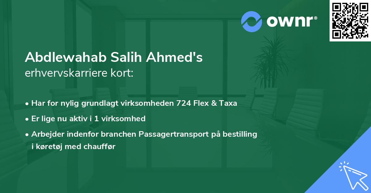 Abdlewahab Salih Ahmed's erhvervskarriere kort