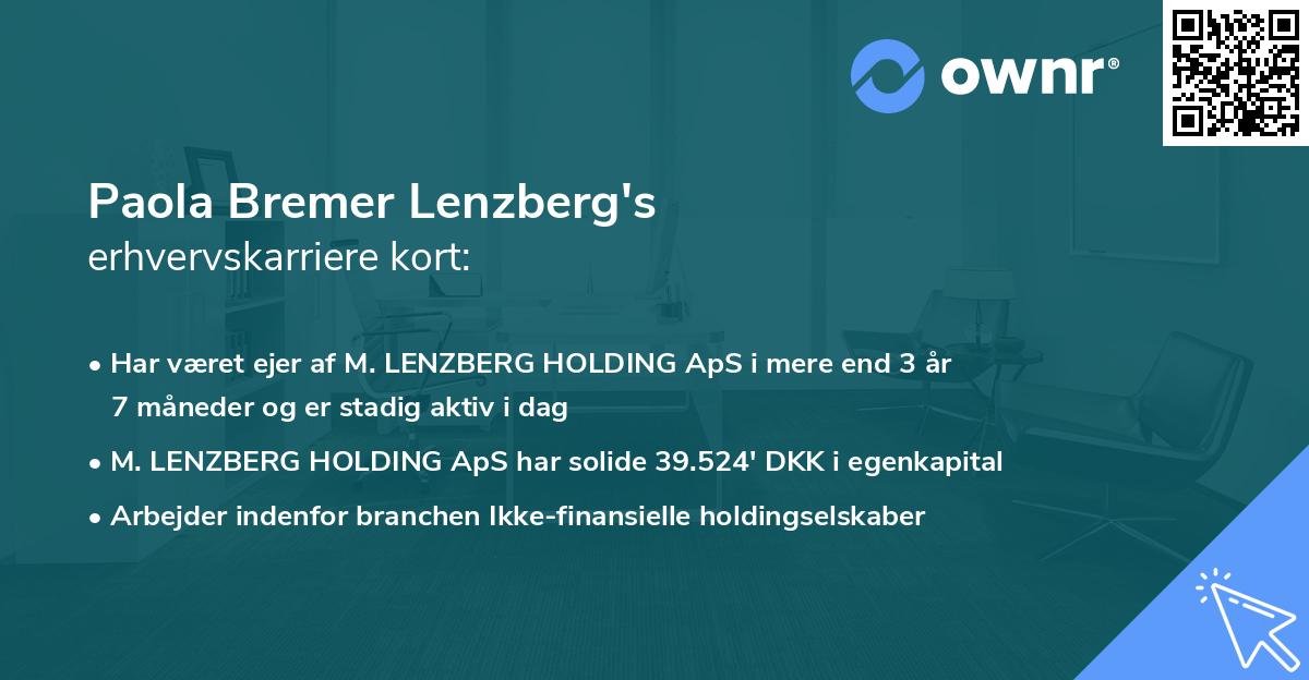 Paola Bremer Lenzberg's erhvervskarriere kort