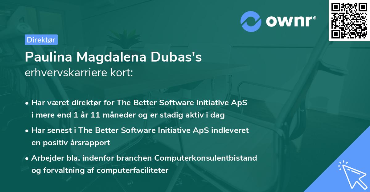 Paulina Magdalena Dubas's erhvervskarriere kort